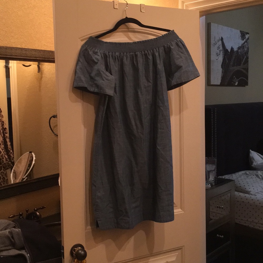 JCREW off the shoulder chambray dress